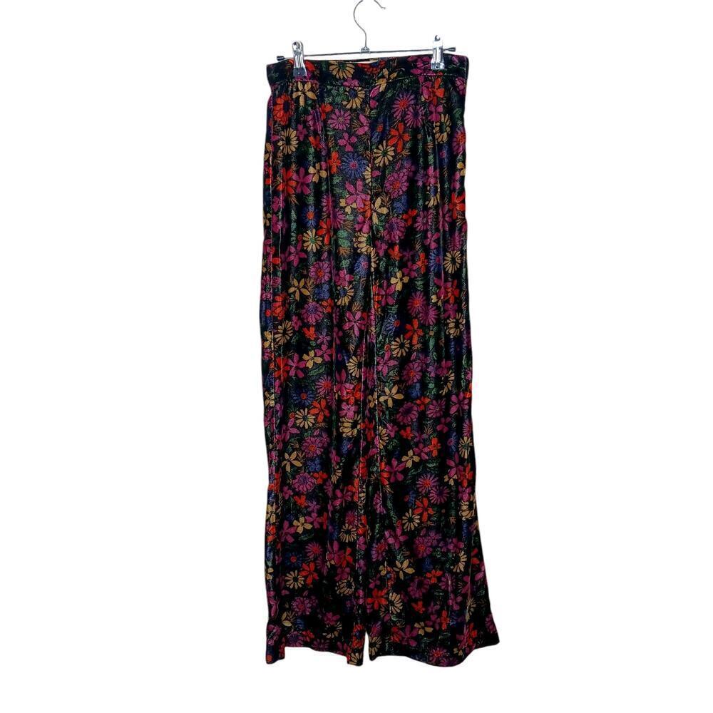 Urban Outfitters Palazzo Floral print Black Boho Flared leg High Rise Waist SZ 2 - Picture 3 of 14